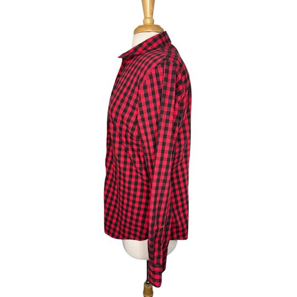ORVIS Trout Bum Brushed Cotton Plaid Button Up Shirt Size Medium Women Red Black - Picture 2 of 10